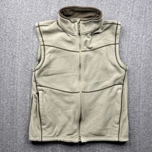 ExOfficio Fleece Vest Womens Medium Olive Green Full Zip Mock Neck Outdoor